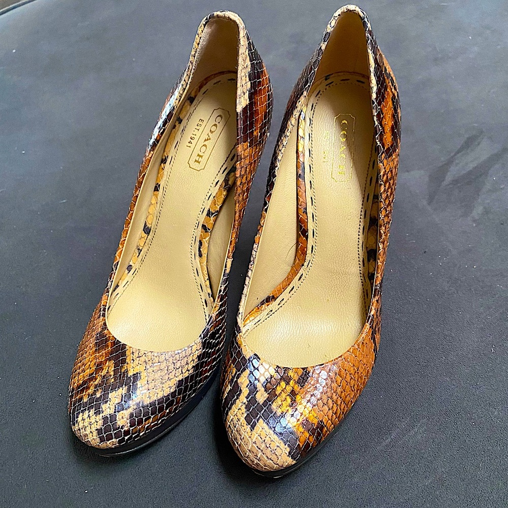 Coach Buffy Printed Python Platform Pumps - image 1
